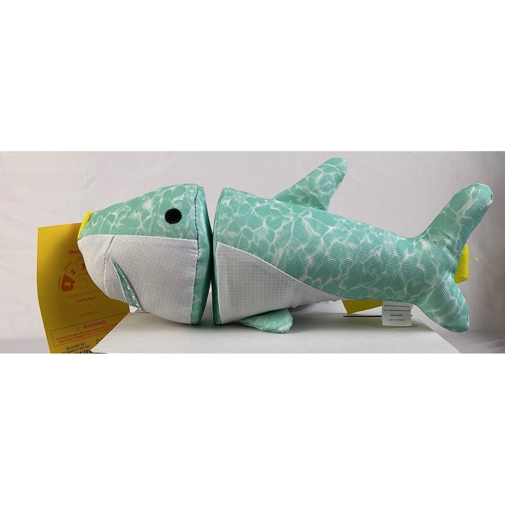 Sun Squad Dog Toy Floats Shark Design‎ Aqua White Durable Chew Toy